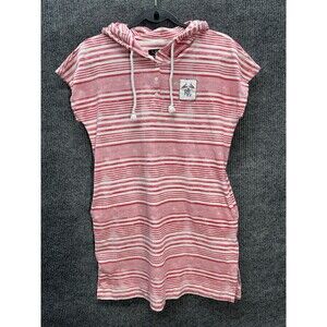 Lauren Ralph Lauren Swim Cover Up Dress Womens Medium Pink Stripe Hooded Logo